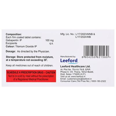 GABANYL 100 Capsule 10's - Neuropathic Pain-Dru