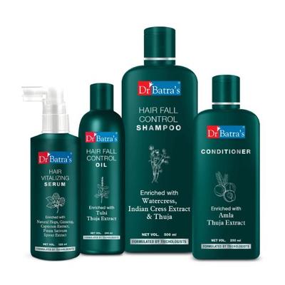 Dr Batra's Hair Fall Control Shampoo 500 ml + Conditioner 200 ml + Hair Fall Control Oil 200 ml + Hair Vitalizing Serum 125 ml - Hair Treatment