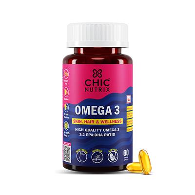 Chicnutrix Omega 3 Softgel Capsule - Chocolate Flavour 60's - Omega Fish Oil Fatty Acids