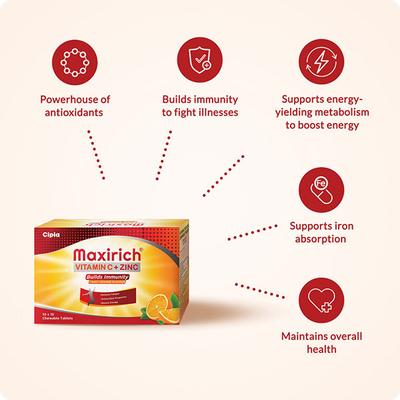 Maxirich Vitamin C+ Zinc Chewable Tablets 15's - Vitamin C