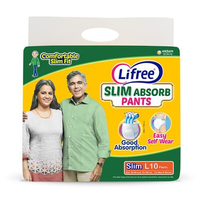 Lifree Slim Absorb Diaper Pants - Slim (L) 10's - Adult Diapers & Pads