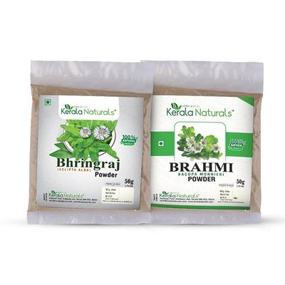 Kerala Naturals Bhringraj Powder 50 gm + Brahmi Powder 50 gm - Personal Care (Ayush)