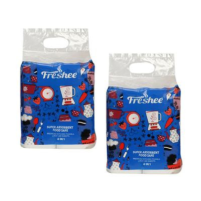 Freshee 4 in 1 Super Absorbent Food Safe 2 Ply Premium Kitchen Towels (Pack of 2) - Tissues & Wipes