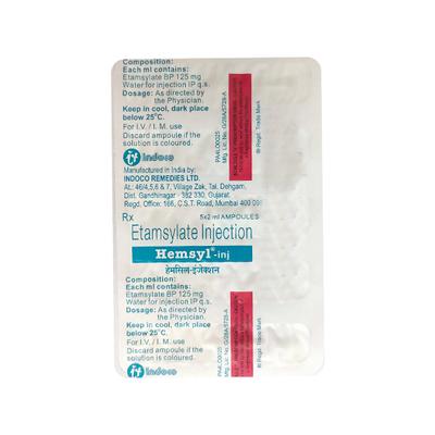 Hemsyl 125mg Injection 2ml - Bleeding Disorders-Hae