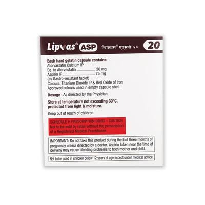 LIPVAS ASP 20 Capsule 10's - Blood Clot-Ant