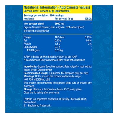 Fast&Up Organic Spirulina Plus Powder 300 gm - Herbal Dietary Supplement