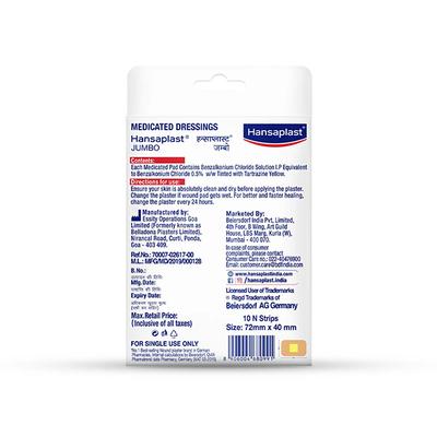 Hansaplast Jumbo Antiseptic Larger Wound Pad 10's - Tapes & Films