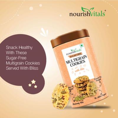NourishVitals Sugar Free Multigrain Cookies 120 gm - Nutritional Bars