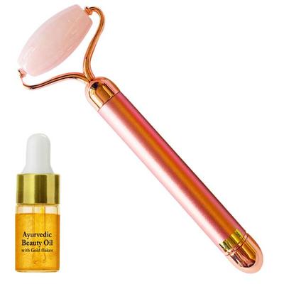 Natural Vibes Rose Quartz Vibrating Roller + Free Gold Ayurvedic Beauty Oil - Perfumes (Edt/Edp)