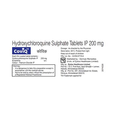 COVIQ 200mg Tablet 10's - Malarial