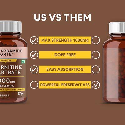CF Carni-Von L-Carnitine L-Tartrate 1000 mg Veg Capsule 120's - Amino Acids