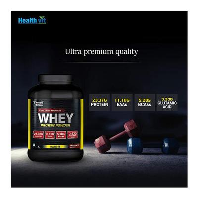 HealthVit Fitness 100% Ultra Premium Whey Protein Powder - Chocolate Flavour 1 kg - Whey Proteins