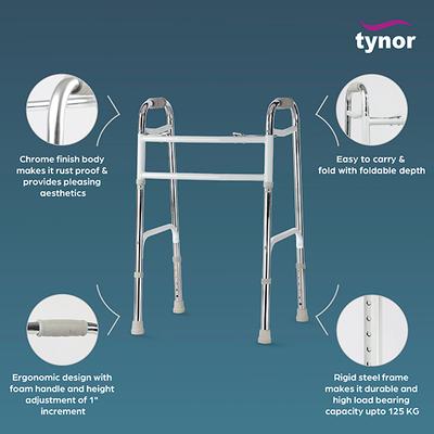 Tynor Walker Invalid's HD All Pods (UN) (L 34) - Silver - Wheelchairs & Walking Sticks