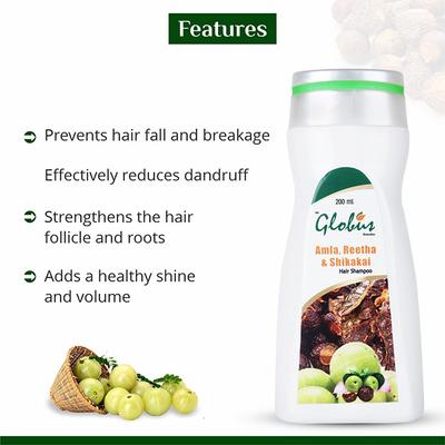 Globus Remedies Amla Reetha And Shikakai Hair Shampoo 200 ml - Shampoos