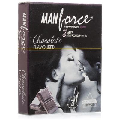 Manforce 3 in 1 Wild Condoms - Chocolate Flavoured 3's - Plain/Flavoured Condoms