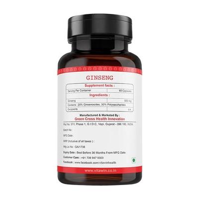 Vitawin Ginseng Vegetarian Capsule 60's - Herbal Dietary Supplement