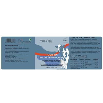 Zeroharm Holistic Calcium + Ashwagandha Tablet 60's - Sexual Care