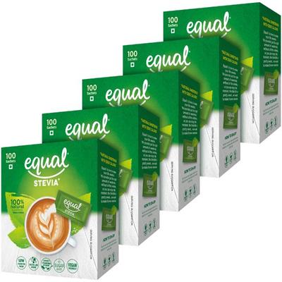 Equal Stevia Sweetener Sachet (Pack of 5 x 100's) 1's - Sugar Substitute