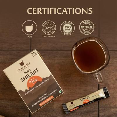 Upakarma Ayurveda Pure Shilajit Tea Sachet (Pack of 20 x 1000 mg) - Teas