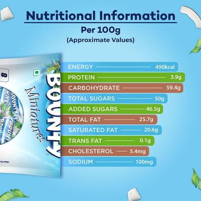 Bounty Tender Coconut Miniatures Chocolate Bar 80 gm - Nutritional Bars