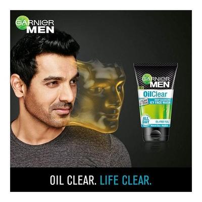 Garnier Men Oil Clear Deep Cleansing Icy Face Wash - Clay D-Tox 100 gm - Face Wash & Cleansers