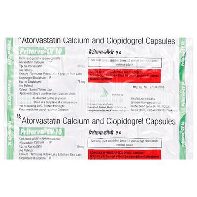 Pritorva CV 10/75mg Capsule 10'S - High Cholesterol-Dys