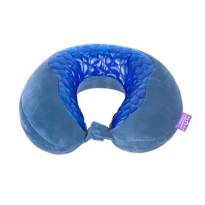 VIAGGI U Shape Cooling Gel Silicon Memory Foam Travel Neck Pillow - Blue - Pads And Pillows