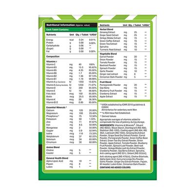 MuscleXP Multi Greens & Fruits Multivitamin Tablet 60's - Multi-Vitamins