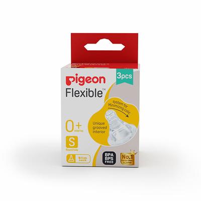 Pigeon Flexible Slim Neck Round Hole 0+ Months Peristaltic Nipple (S) 3's - Feeding & Nursing