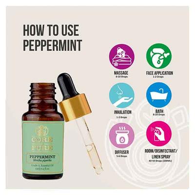 Core & Pure Grade A Essential Oil - Peppermint 12 ml - Essential Oils