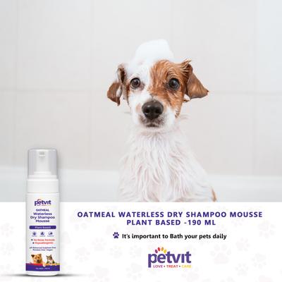 Petvit Oatmeal Waterless Dry Shampoo- -For All Breeds Dogs & Cats 200 ml - Pet Grooming