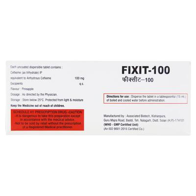 FIXIT 100 Tablet 10's - Bacterial Infections-Cep