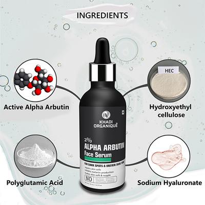 Khadi Organique Face Serum - 2% Alpha Arbutin 30 ml - Personal Care (Ayush)