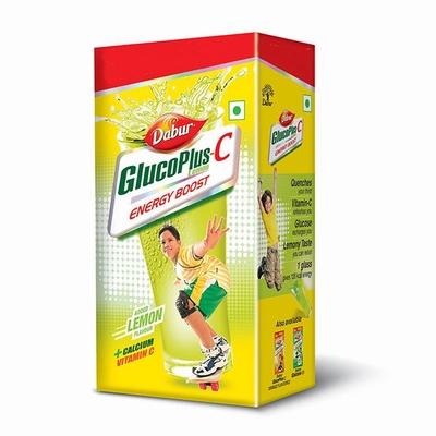 Dabur GlucoPlus-C Energy Boost - Lemon 500 gm (With Sipper Free) - Health Products