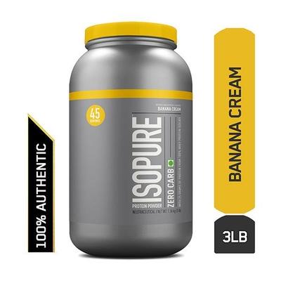 Isopure Zero Carb Whey Protein Isolate Powder - Banana Cream 3 lb - Whey Proteins