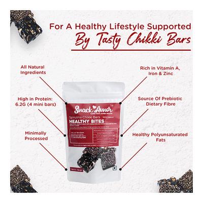 Snack Amor Spirulina Chikki Bar (Pack of 2 x 150 gm) - Nutritional Bars