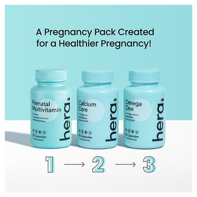 Hera Pregnancy Care Capsule Bundle (Prenatal Multivitamin + Calcium Core + Omega One) - Women Health