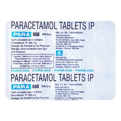 PARA 650 Tablet 15's - Fever-Non