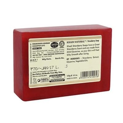 Khadi Natural Herbal Soap - Strawberry 125 gm - Soaps