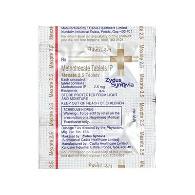 Mexate 2.5mg Tablet 4'S - Cancer Oncology-Cyt