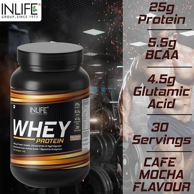 Inlife Whey Protein Powder - Cafe Mocha 1 kg - Whey Proteins
