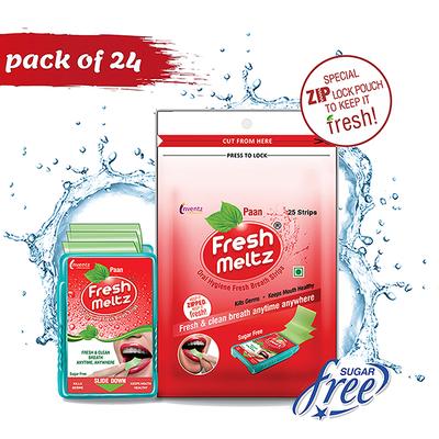 Inventz Fresh Meltz Sugar Free Oral Hygiene Fresh Breath Strip - Paan 24's - Mouth Refreshners