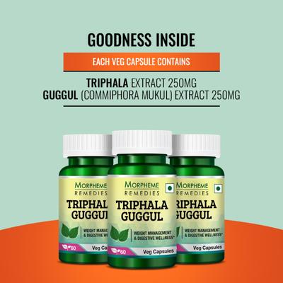 Morpheme Remedies Triphala Guggul Supplements 500mg Extract 60's - Herbal Dietary Supplement