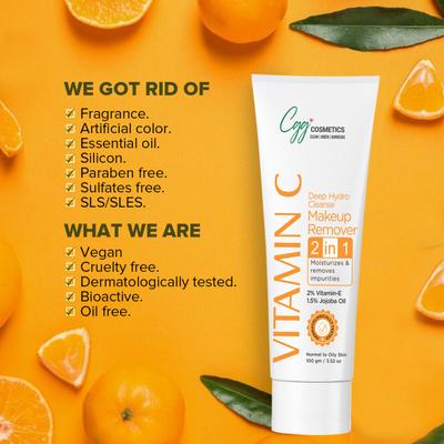 CGG Cosmetics Vitamin C Deep Hydro Cleanse Makeup Remover- for All Skin Types 100 gm - Make Up Removers