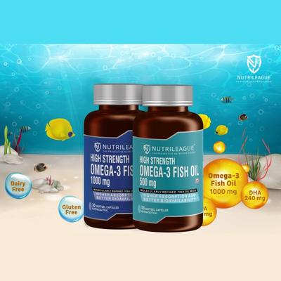 Nutrileague High Strength Omega 3 Fish Oil 1000mg Softgel Capsules 30's - Multi-Vitamins