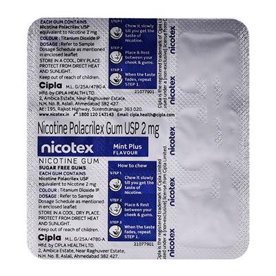 Nicotex Mint Plus Flavour 2 mg Chew Gum Tablet 9's (Cls) - Nicotine Gums/Lozenges
