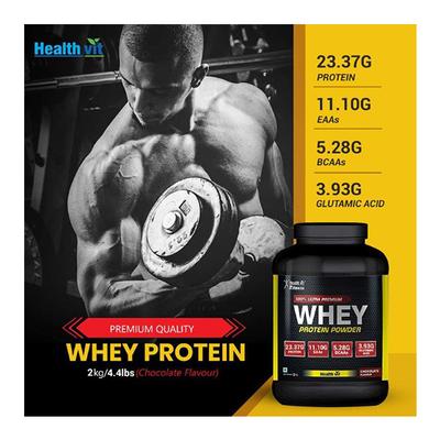 HealthVit Fitness 100% Ultra Premium Whey Protein Powder - Chocolate Flavour 2 kg - Whey Proteins