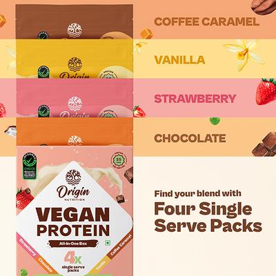 Origin Nutrition Vegan Protein Powder - Multi Flavour (Pack of 4 x 180 gm) - Protein Drink