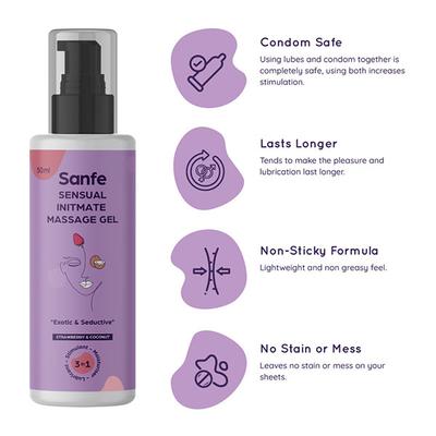 Sanfe Sensual Intimate Massage Gel - Strawberry & Coconut 50 ml - Intimate Care
