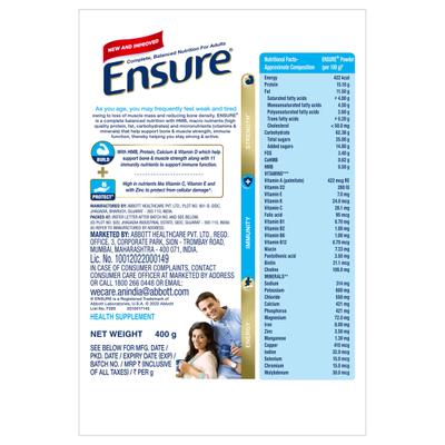 Ensure Adult Nutrition - Vanilla Health Drink 400 gm - Protein Supplements